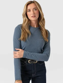 Glen Crew Neck Tee Long Sleeve - Blue