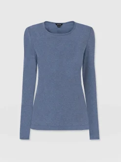 Glen Crew Neck Tee Long Sleeve - Blue