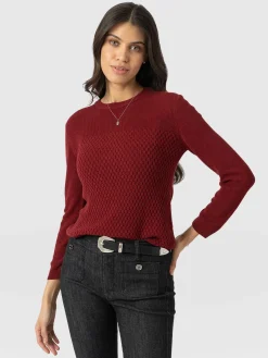 Honeycomb Rib Sweater - Burgundy