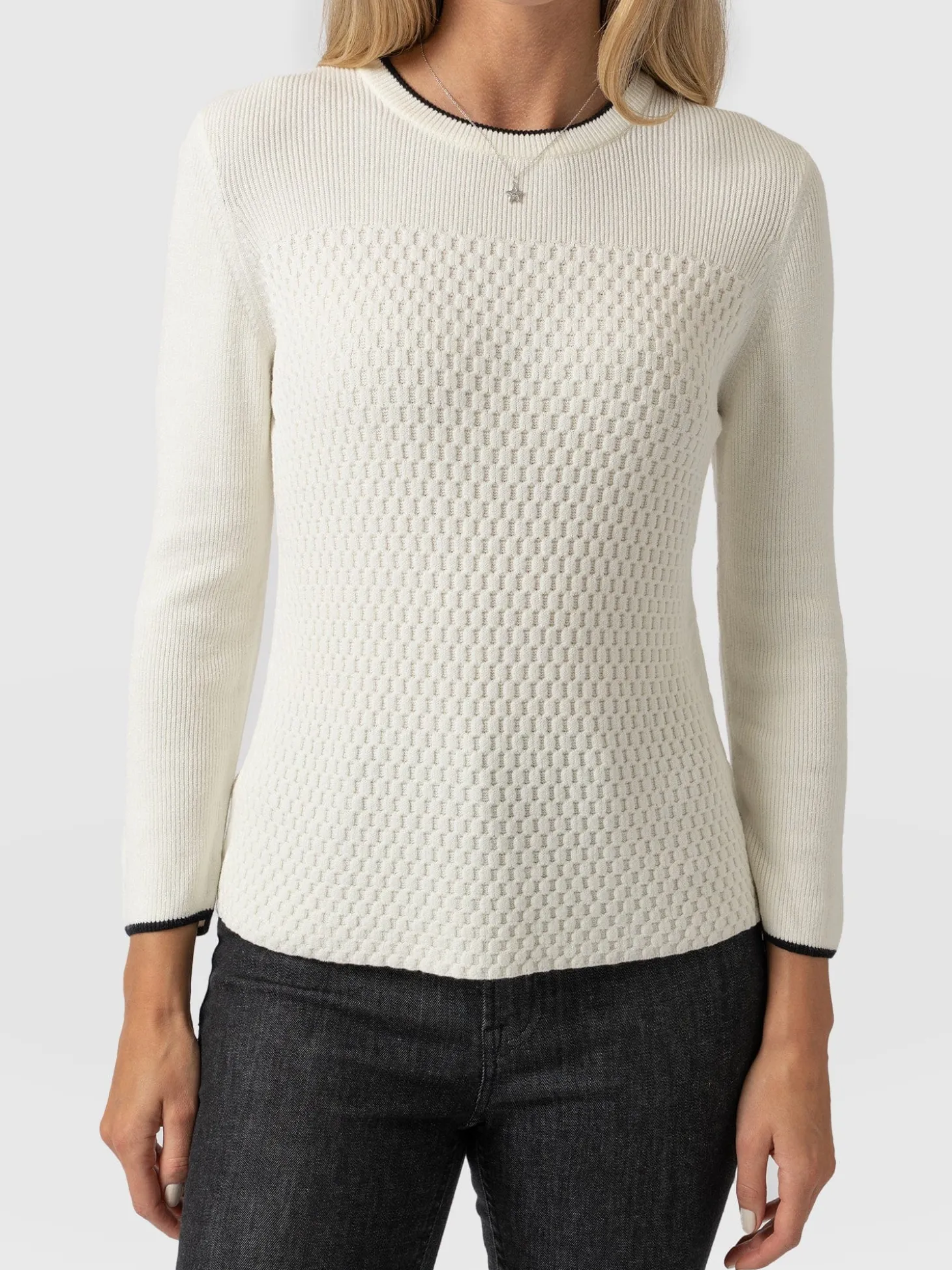 Honeycomb Rib Sweater - Cream