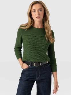 Honeycomb Rib Sweater - Green