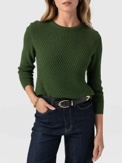 Honeycomb Rib Sweater - Green