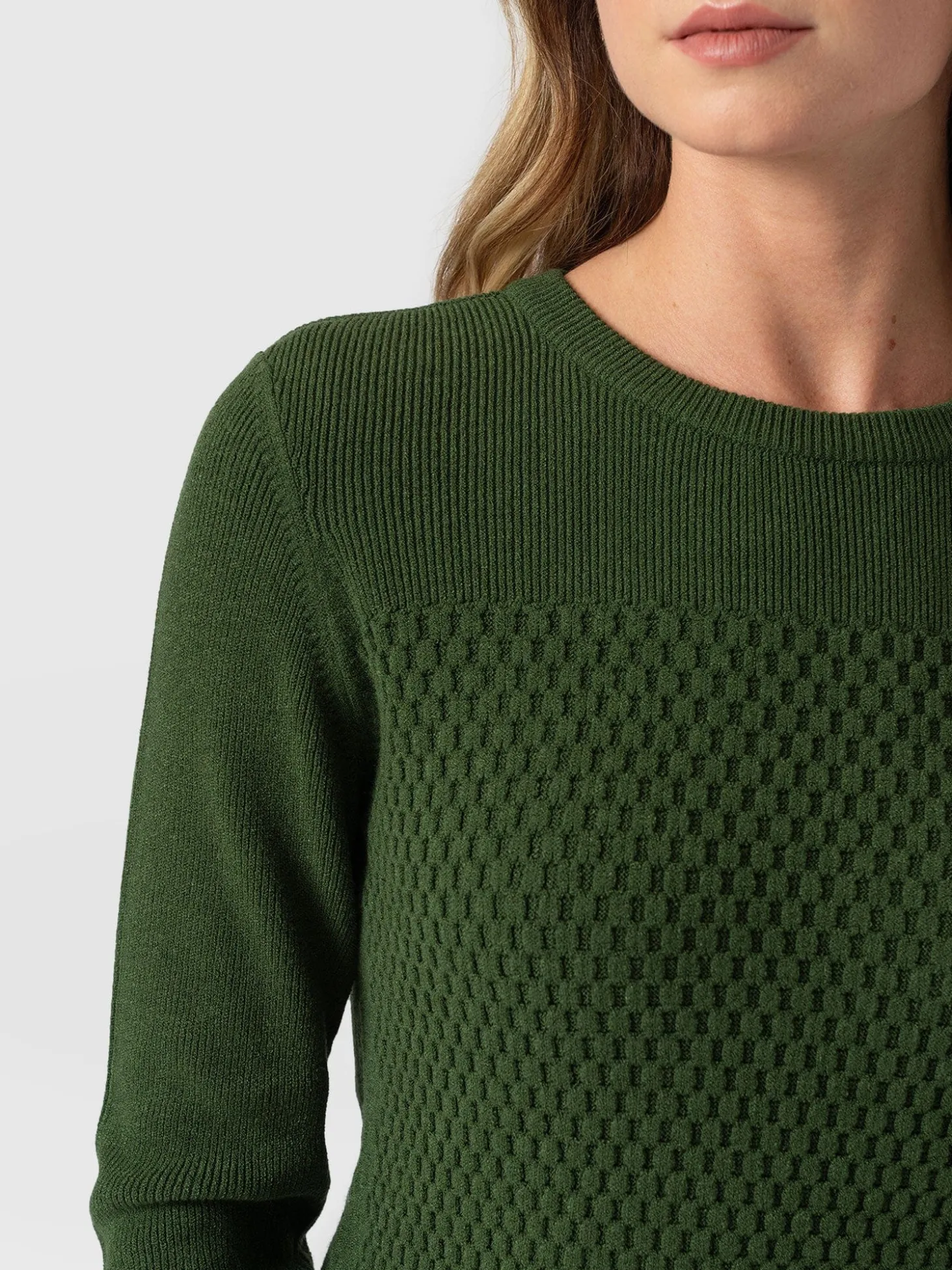 Honeycomb Rib Sweater - Green