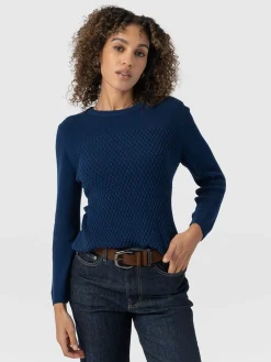 Honeycomb Rib Sweater - Navy