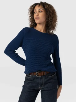 Honeycomb Rib Sweater - Navy