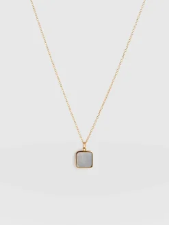 Iridescence Square Charm Necklace - Gold