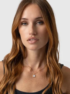 Iridescence Square Charm Necklace - Gold