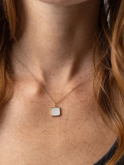 Iridescence Square Charm Necklace - Gold