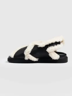 Isla Shearling Sandal - Black