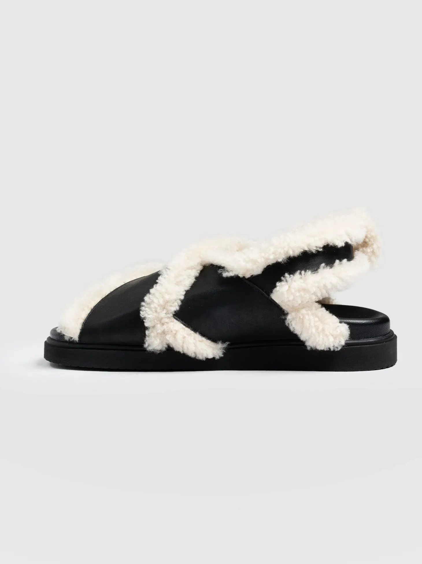 Isla Shearling Sandal - Black