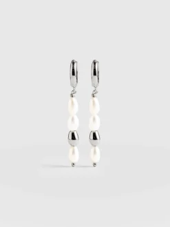 Jacqueline Pearl Drop Earrings - Silver