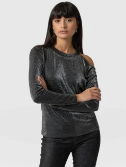 Jasna Cold Shoulder Tee - Silver