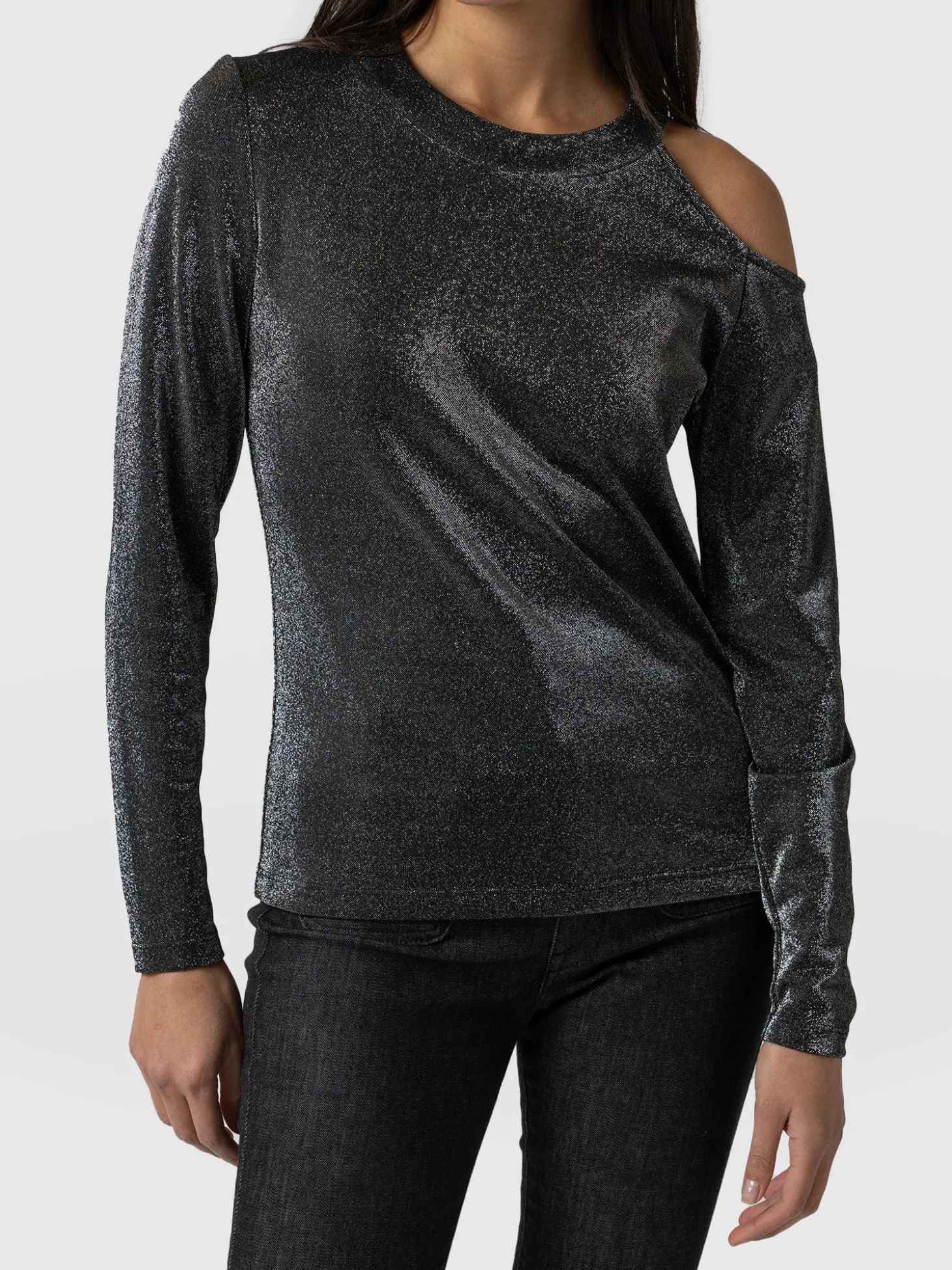 Jasna Cold Shoulder Tee - Silver