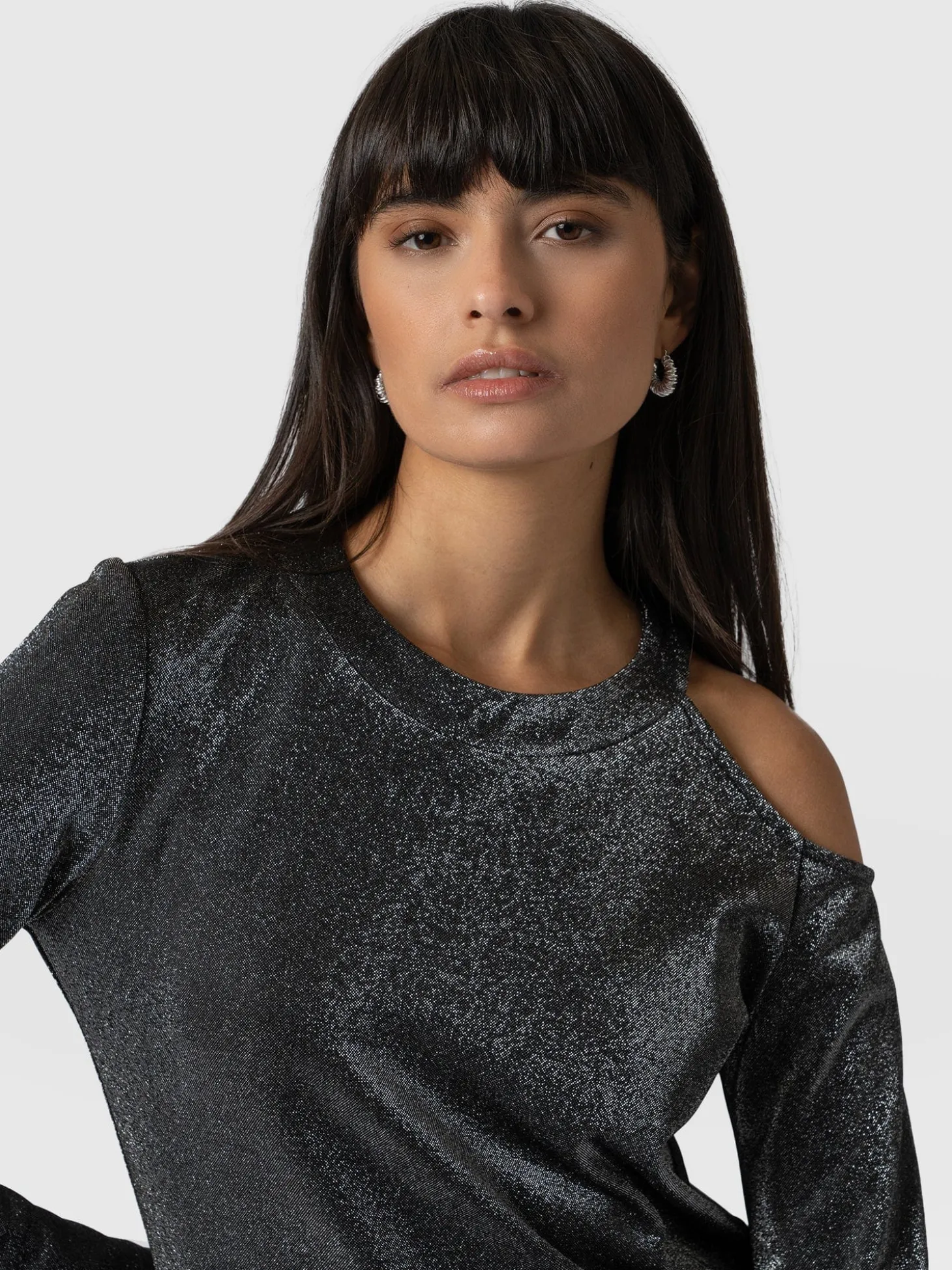 Jasna Cold Shoulder Tee - Silver