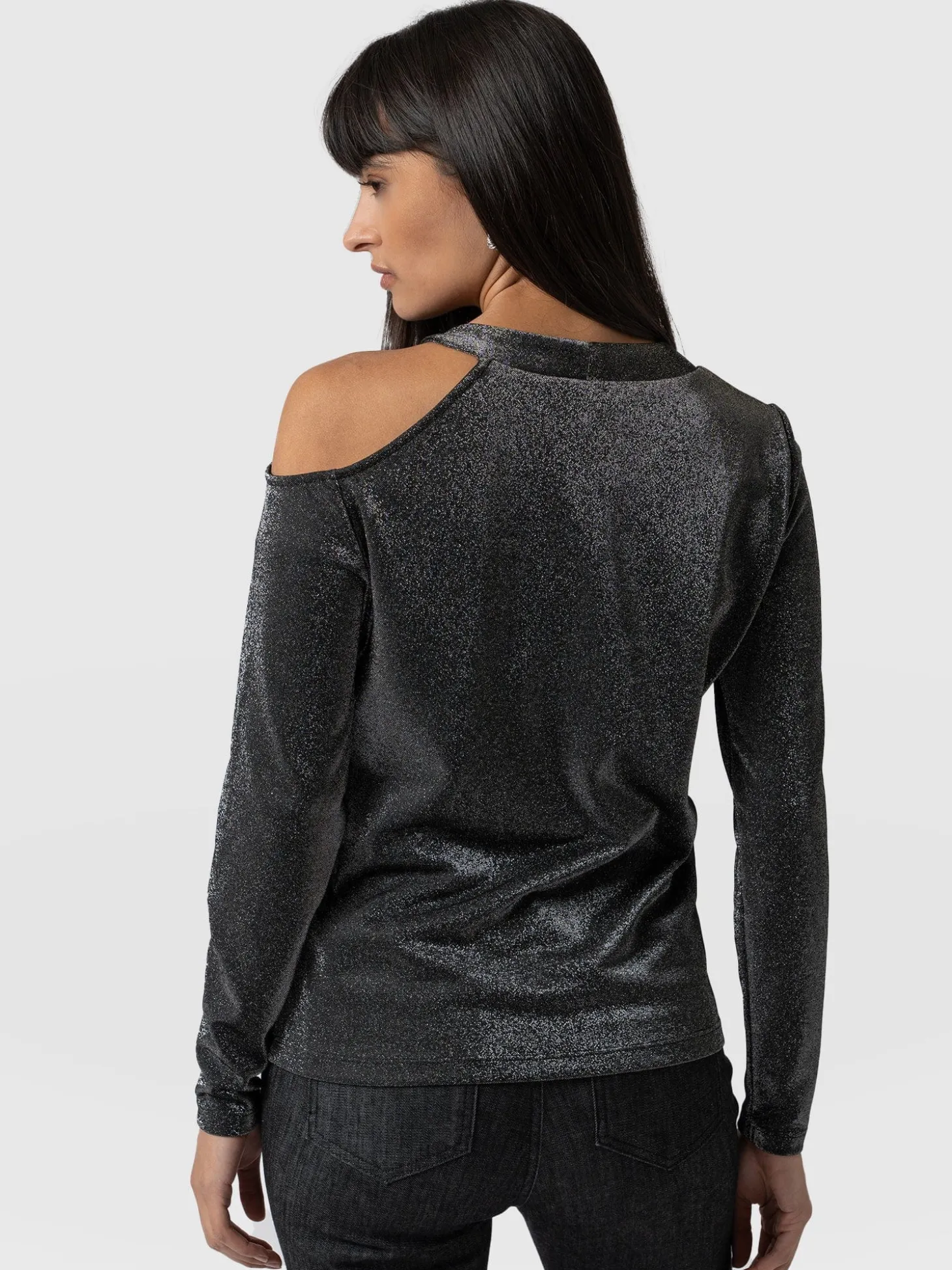 Jasna Cold Shoulder Tee - Silver