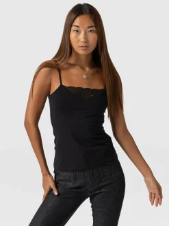 Jersey Lace Cami - Black