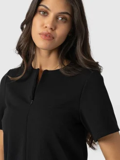 Keller Zip Up Tee - Black