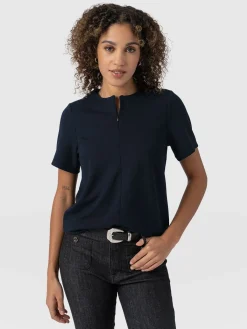 Keller Zip Up Tee - Navy