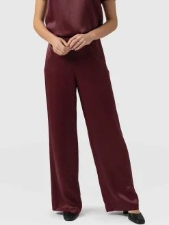 Langley Wide Leg Pant - Maroon