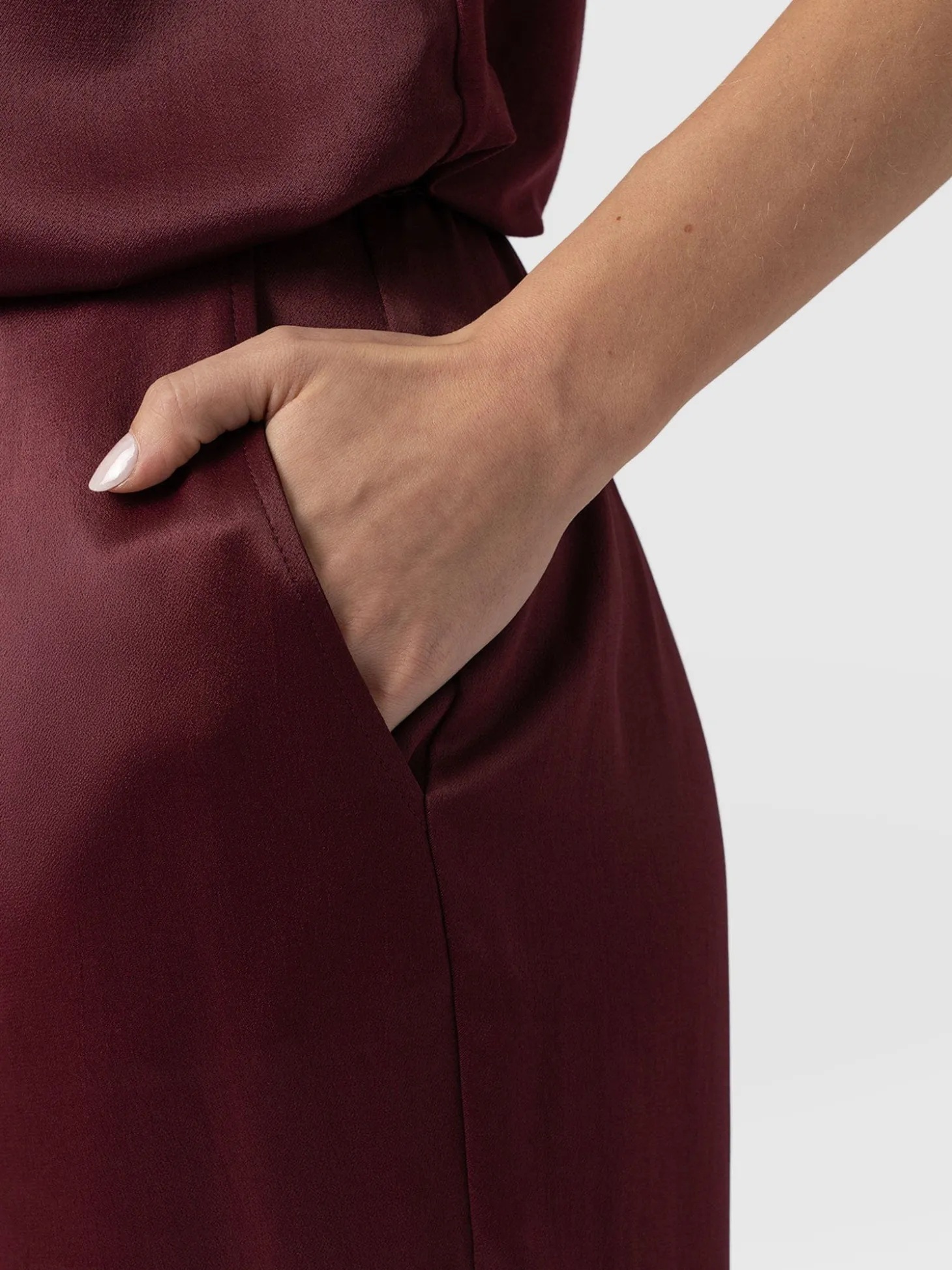 Langley Wide Leg Pant - Maroon