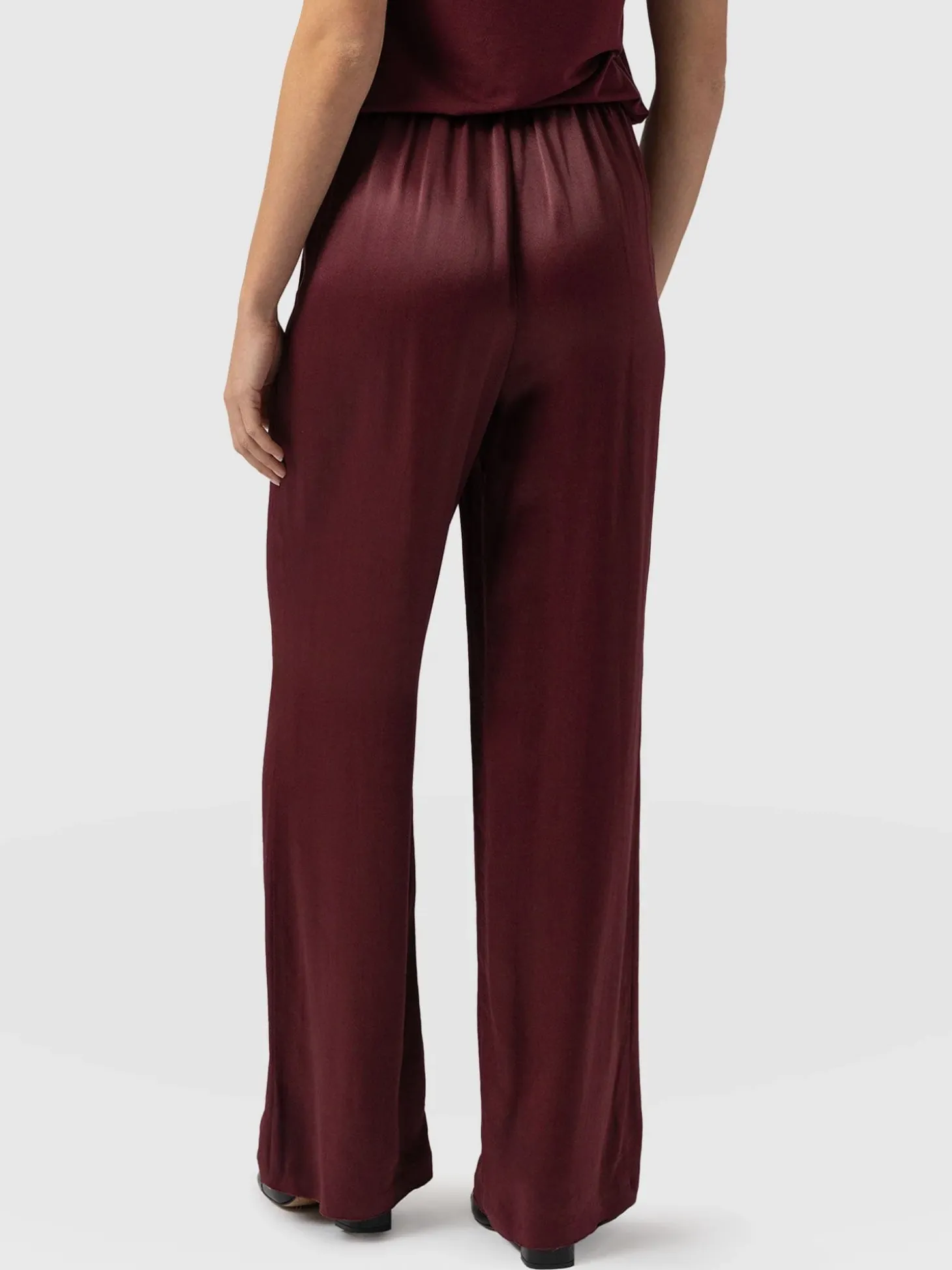 Langley Wide Leg Pant - Maroon