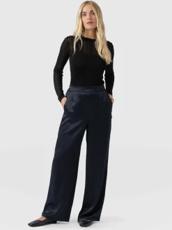 Langley Wide Leg Pant - Navy