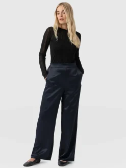 Langley Wide Leg Pant - Navy