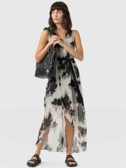 Lexi High Low Dress - White Fade Floral