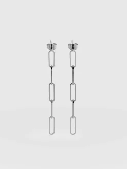 Link Chain Drop Earrings - Silver