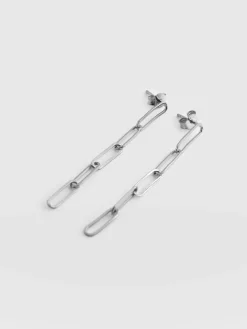 Link Chain Drop Earrings - Silver