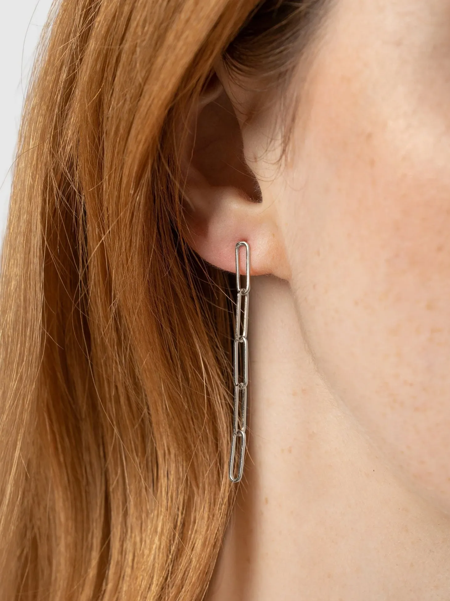 Link Chain Drop Earrings - Silver