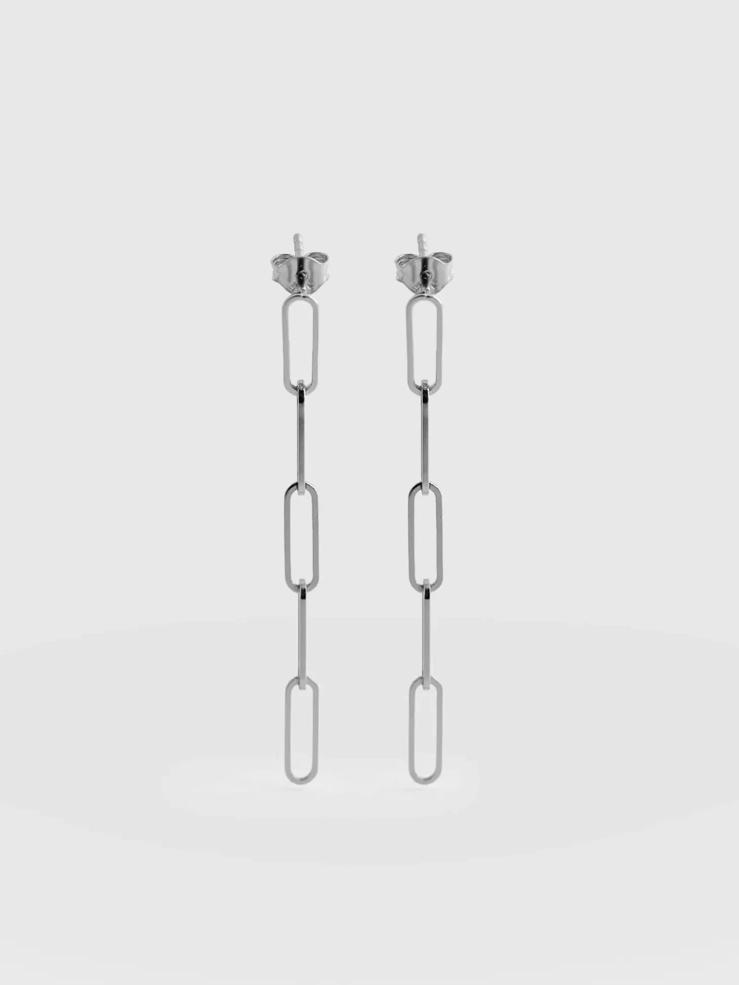 Link Chain Drop Earrings - Silver
