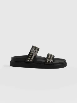 Maddox Eyelet Slides - Black