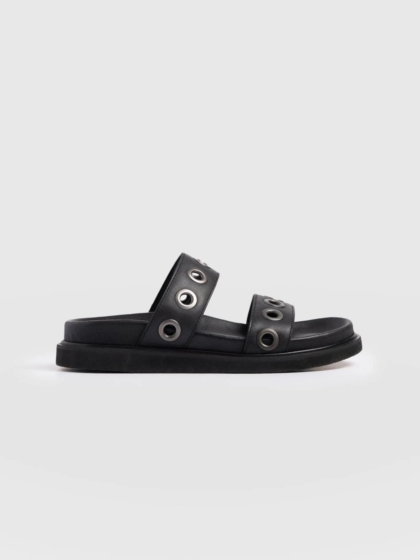 Madison Eyelet Slides - Black