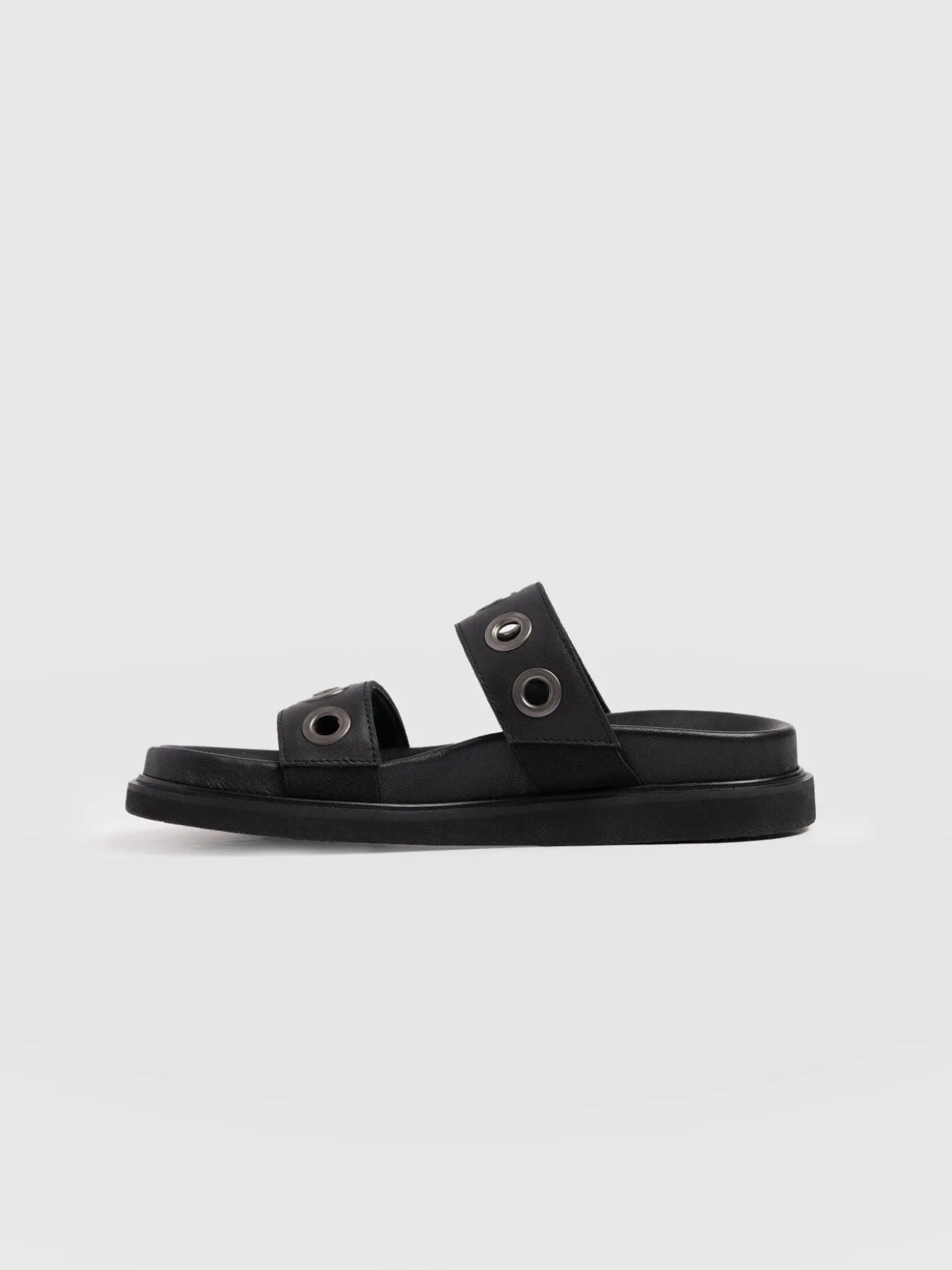 Madison Eyelet Slides - Black