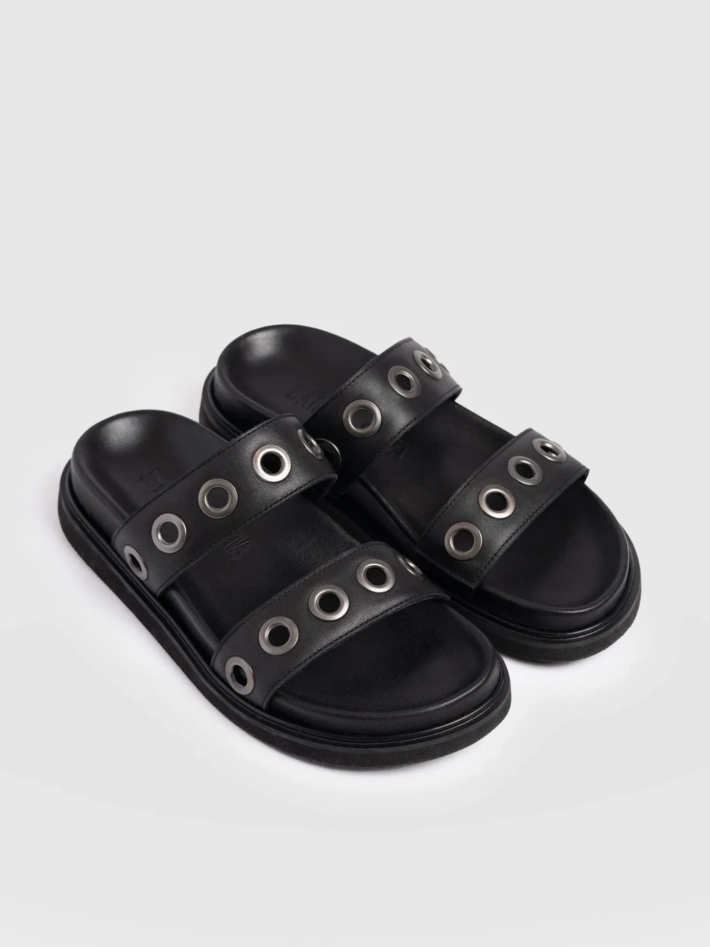 Madison Eyelet Slides - Black