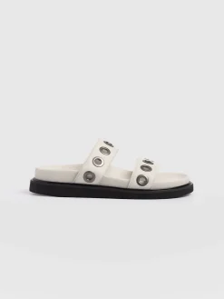 Madison Eyelet Slides - Cream