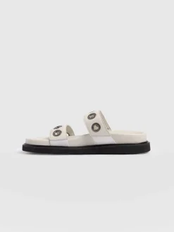 Madison Eyelet Slides - Cream