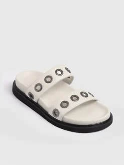 Madison Eyelet Slides - Cream
