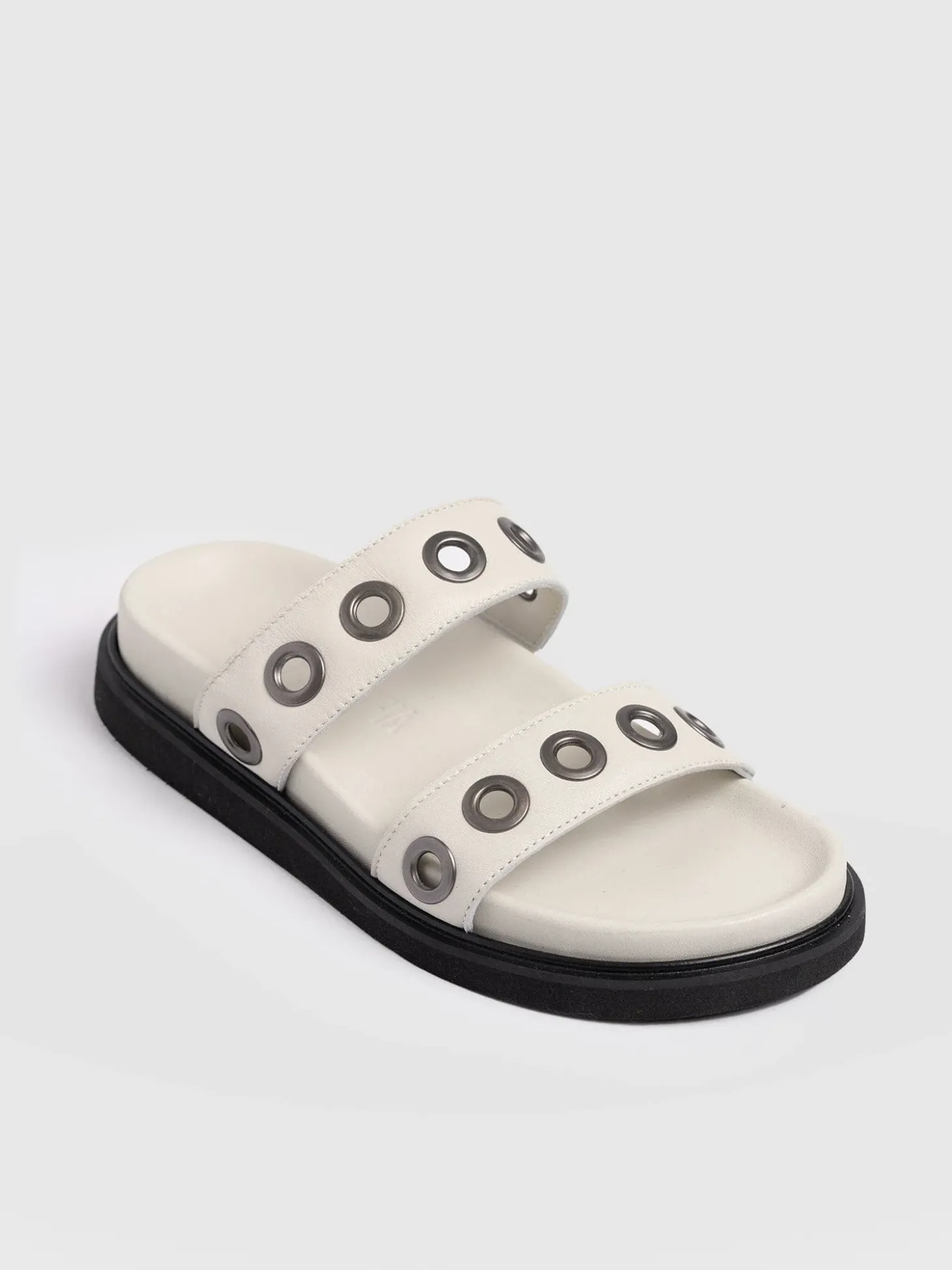 Madison Eyelet Slides - Cream