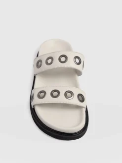 Madison Eyelet Slides - Cream
