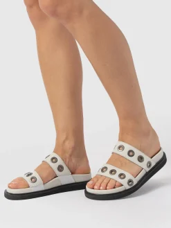 Madison Eyelet Slides - Cream