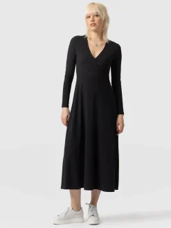 Maggie Wrap Midi Dress - Black