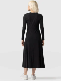 Maggie Wrap Midi Dress - Black