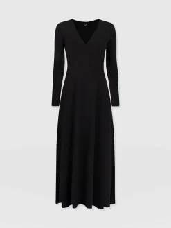 Maggie Wrap Midi Dress - Black