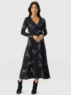 Maggie Wrap Midi Dress - Blue Lily Gardens