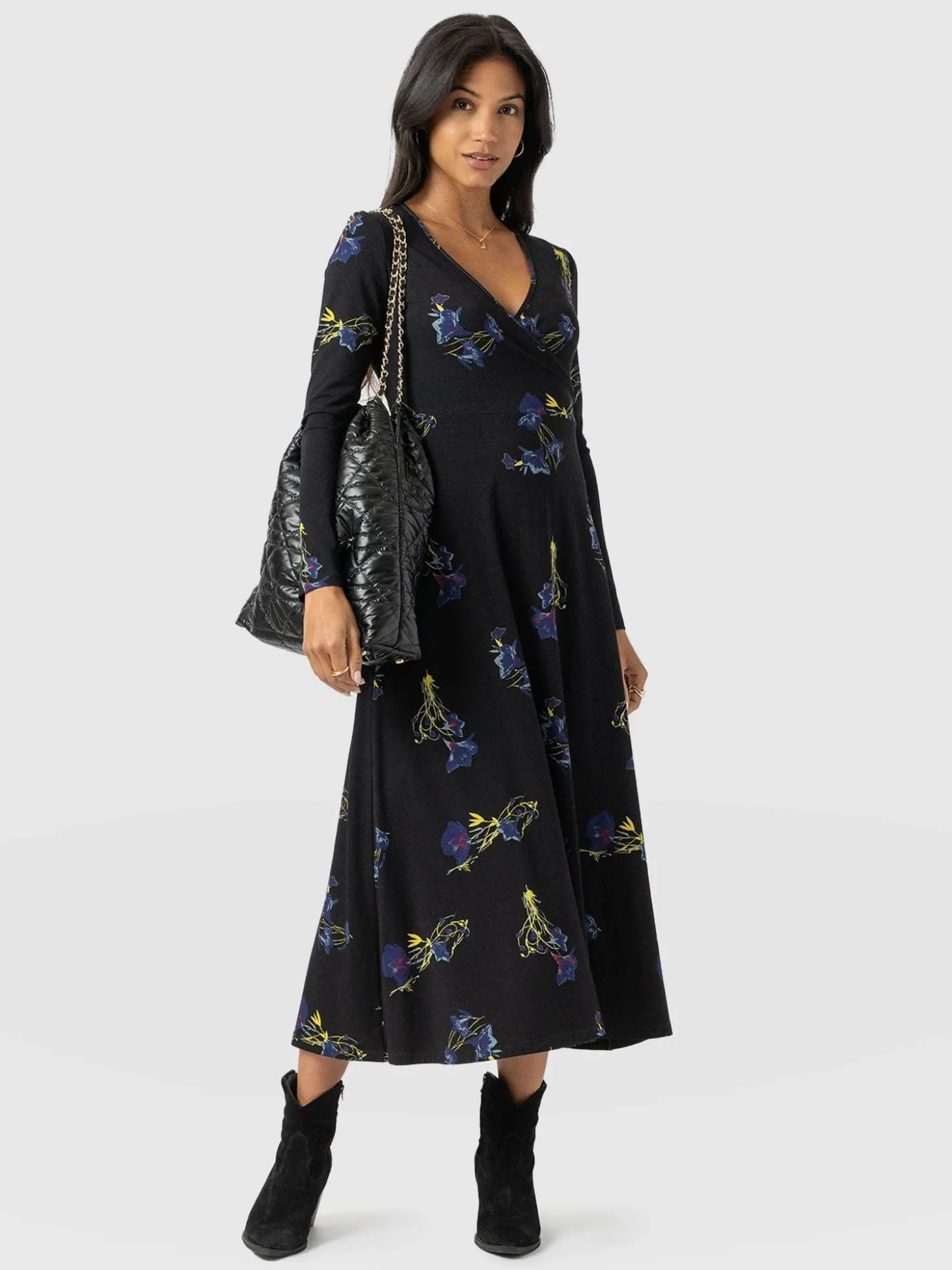 Maggie Wrap Midi Dress - Blue Lily Gardens