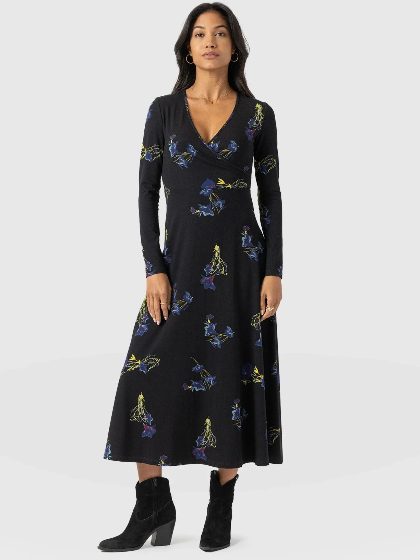 Maggie Wrap Midi Dress - Blue Lily Gardens