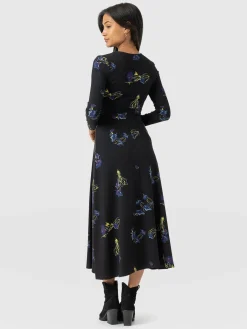 Maggie Wrap Midi Dress - Blue Lily Gardens