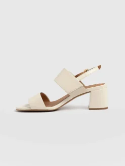 Maida Block Heeled Mules - Cream